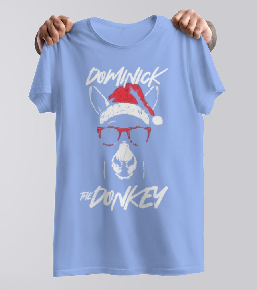 Dominick The Donkey Santa Hat Christmas Holiday T-Shirt