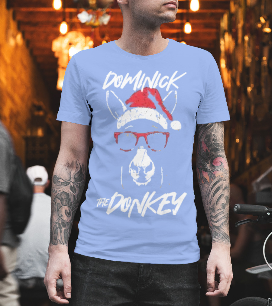 Dominick The Donkey Santa Hat Christmas Holiday T-Shirt
