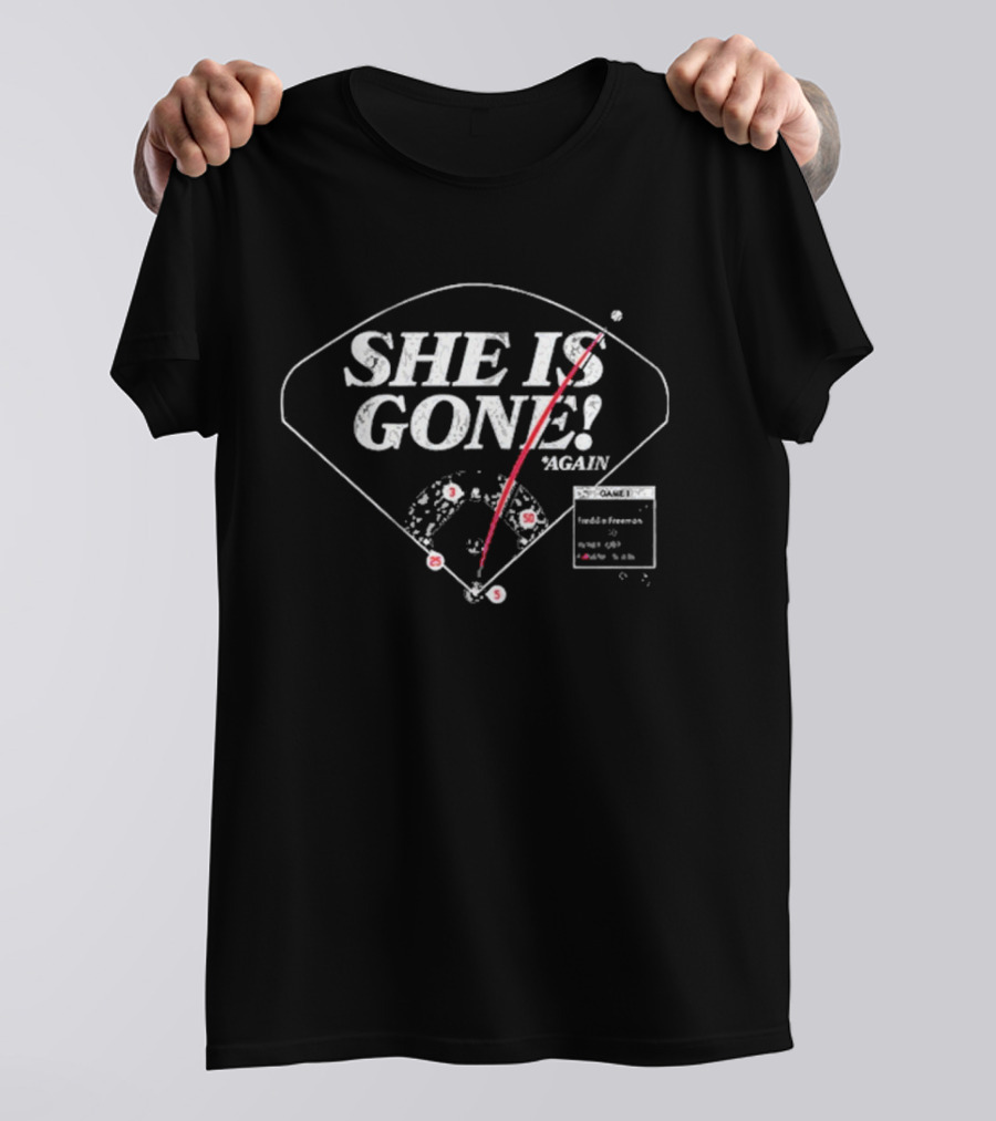 She Is Gone Again Freddie Freeman Baseball Diagram T-Shirt
