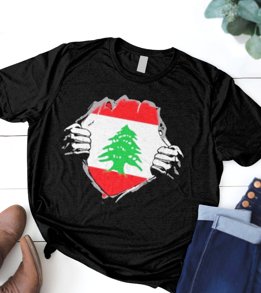Lebanon Cedars Rugby League Lebanese Superhero Flag Icon T-Shirt