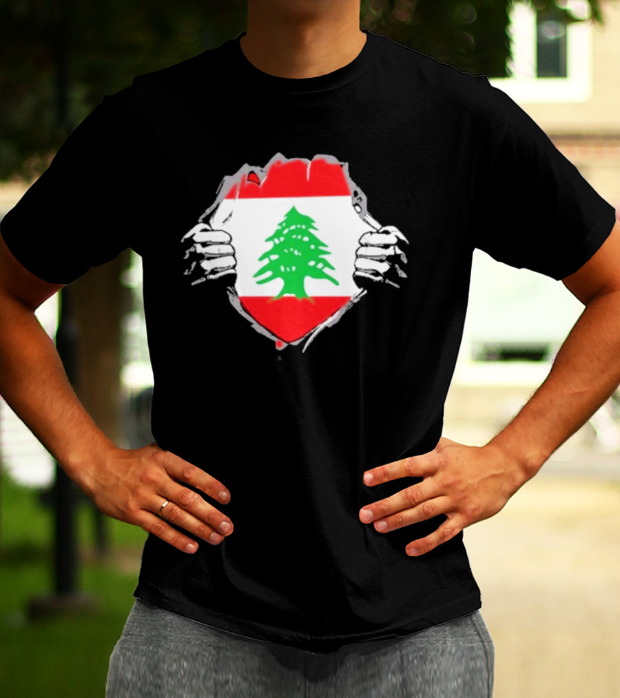 Lebanon Cedars Rugby League Lebanese Superhero Flag Icon T-Shirt