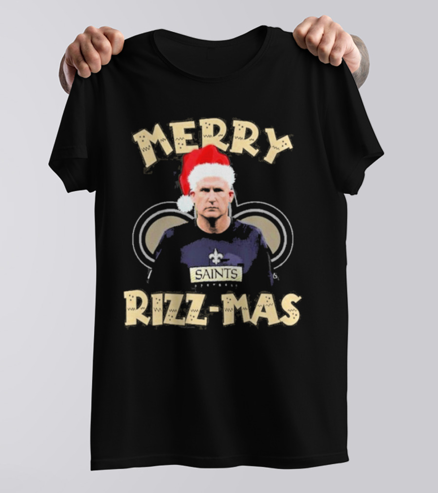New Orleans Saints Merry Rizz-Mas Santa Hat Coach T-Shirt