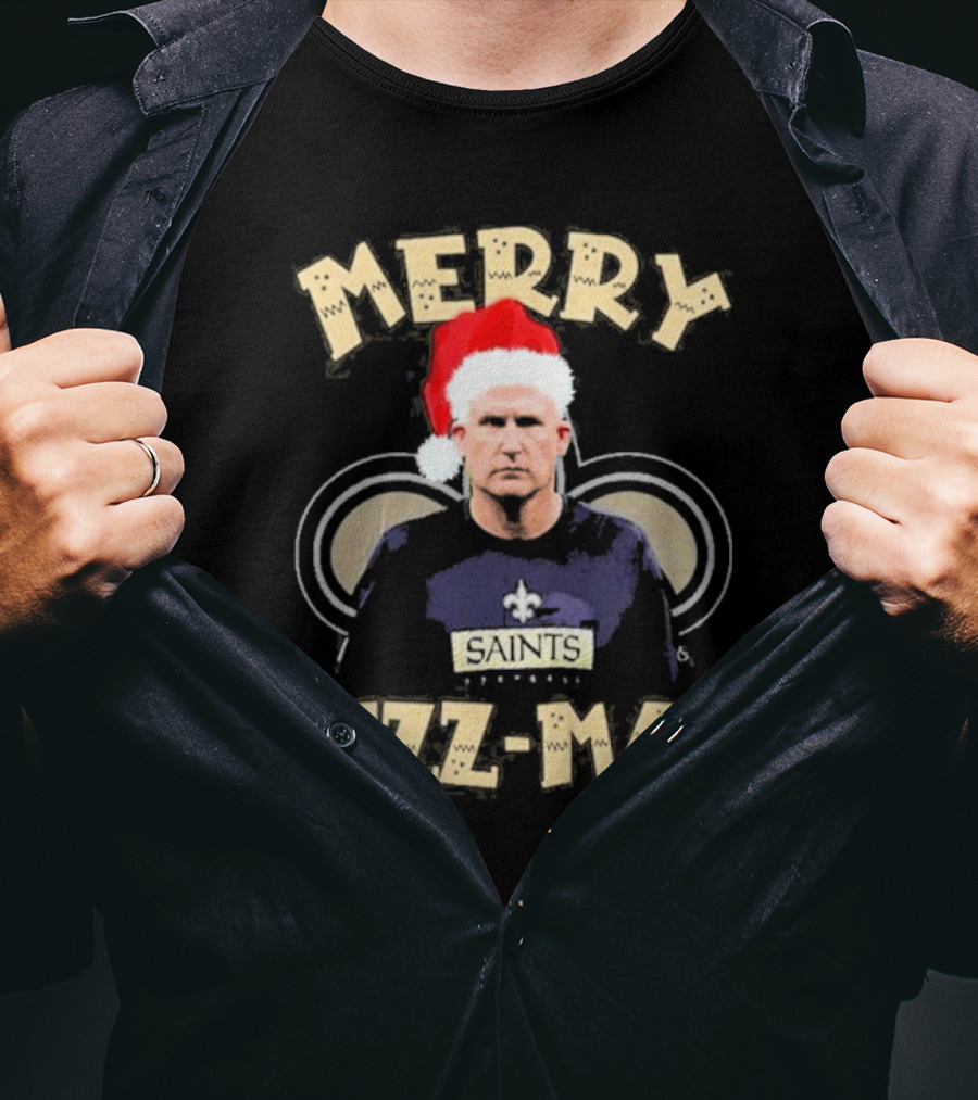 New Orleans Saints Merry Rizz-Mas Santa Hat Coach T-Shirt