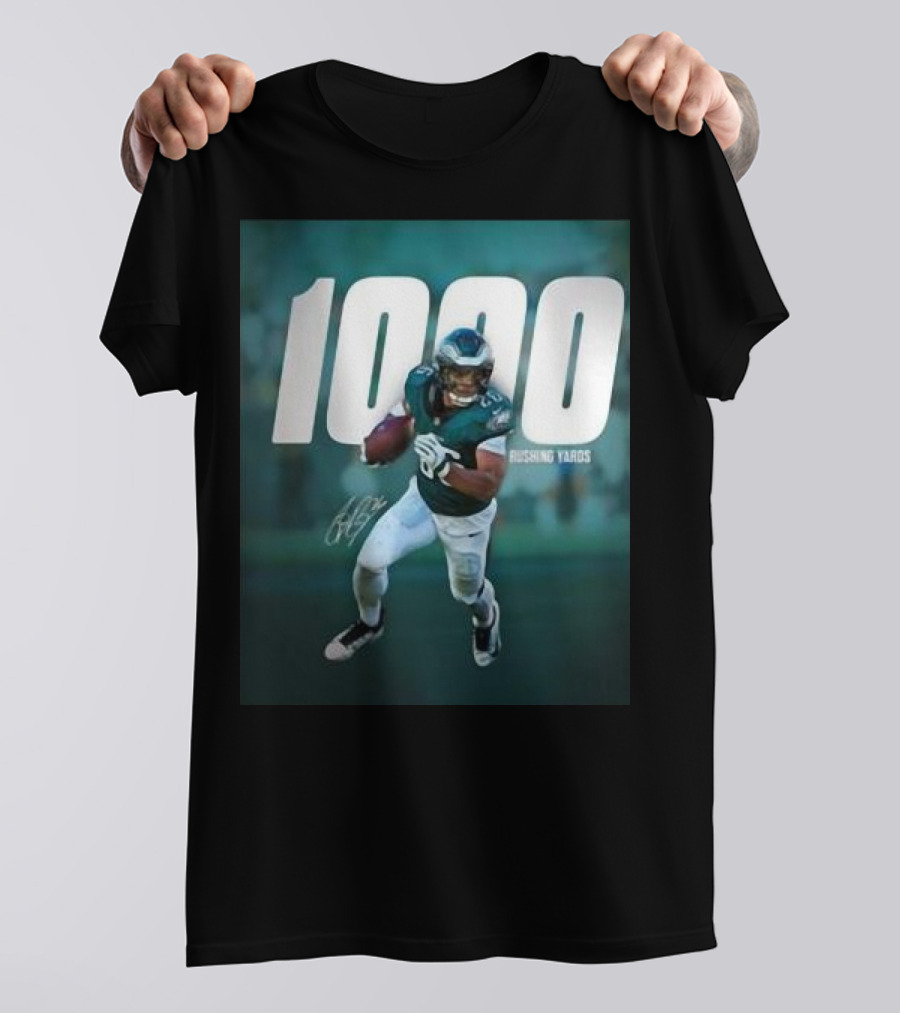 1000 Rushing Yards Football Player Signature T-Shirt