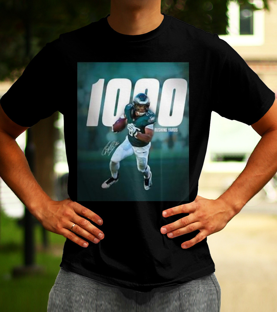 1000 Rushing Yards Football Player Signature T-Shirt