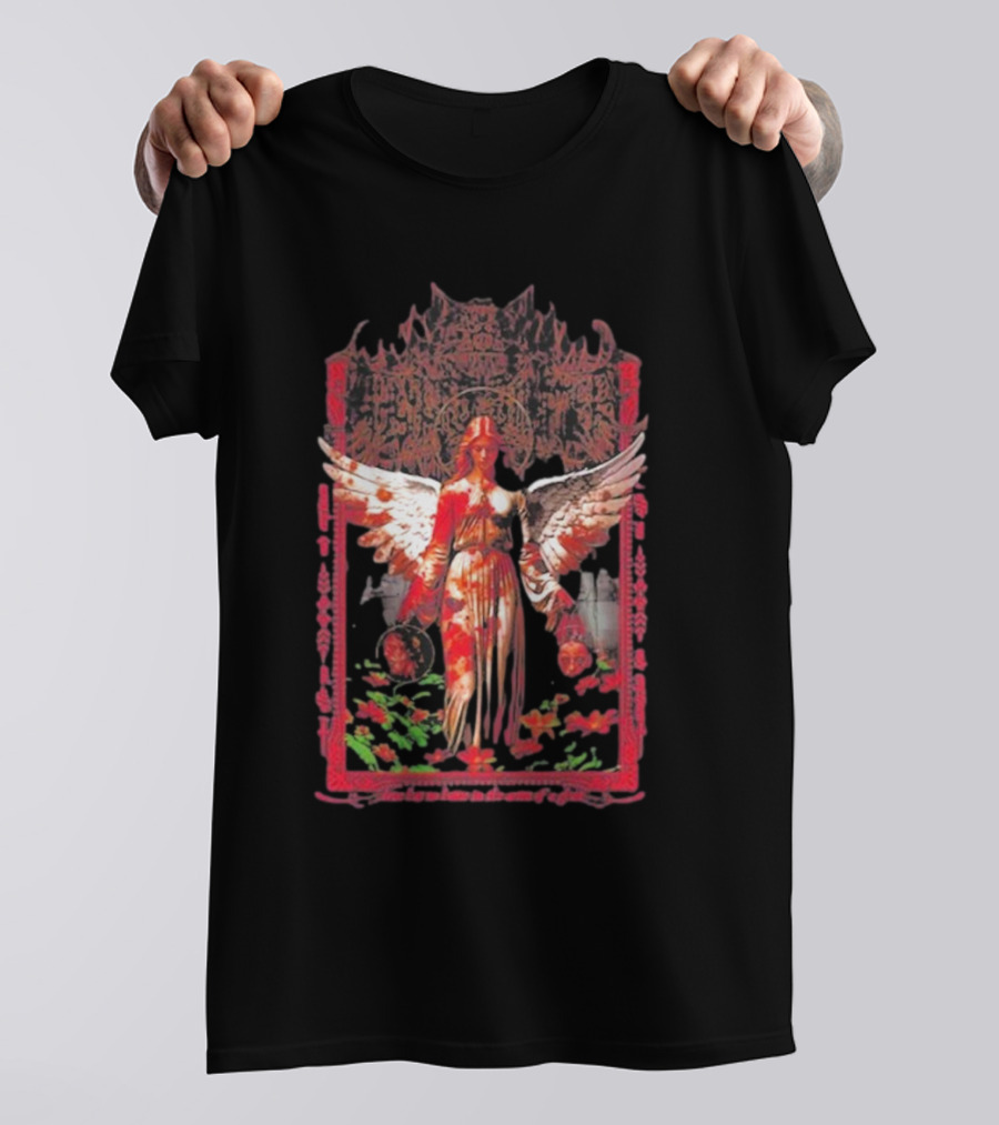 Warfare Angel Reap What This Life Has Sowed Gothic Winged Figure With Floral Accents T-Shirt
