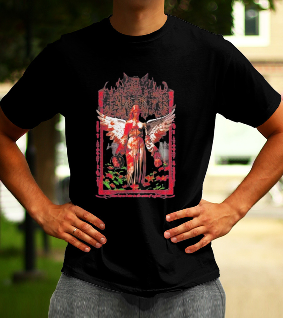Warfare Angel Reap What This Life Has Sowed Gothic Winged Figure With Floral Accents T-Shirt
