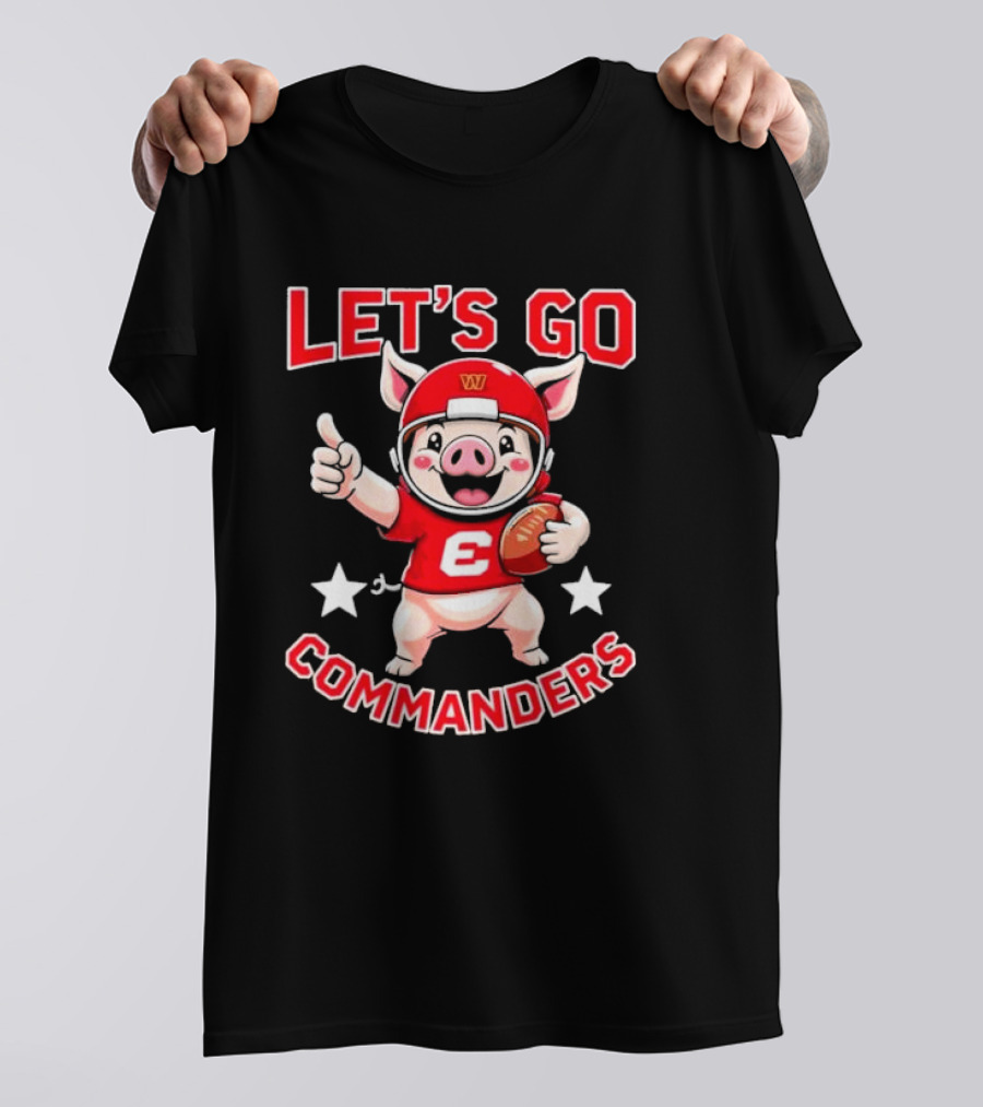 Let's Go Commanders Pig Mascot Thumbs Up Football T-Shirt
