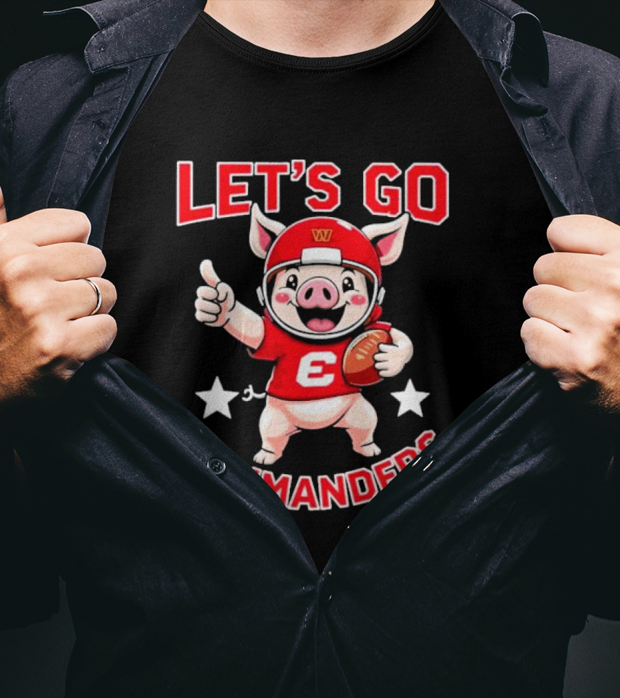 Let's Go Commanders Pig Mascot Thumbs Up Football T-Shirt