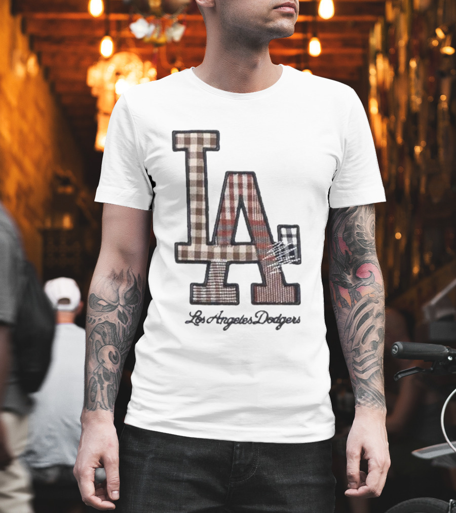 Los Angeles Dodgers Preppy Plaid LA T-Shirt
