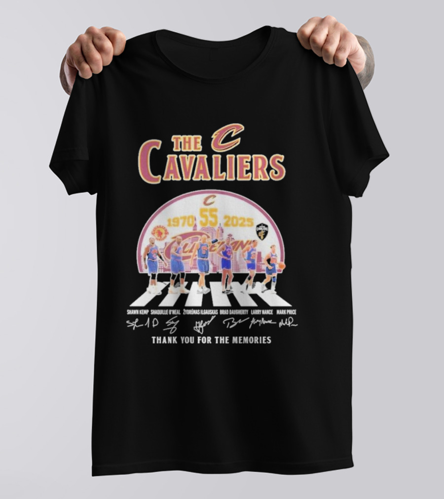 The Cavaliers 55 Years 1970-2025 Shawn Kemp Shaquille O'Neal Zydrunas Ilgauskas Brad Daugherty Larry Nance Mark Price Thank You For The Memories T-Shirt