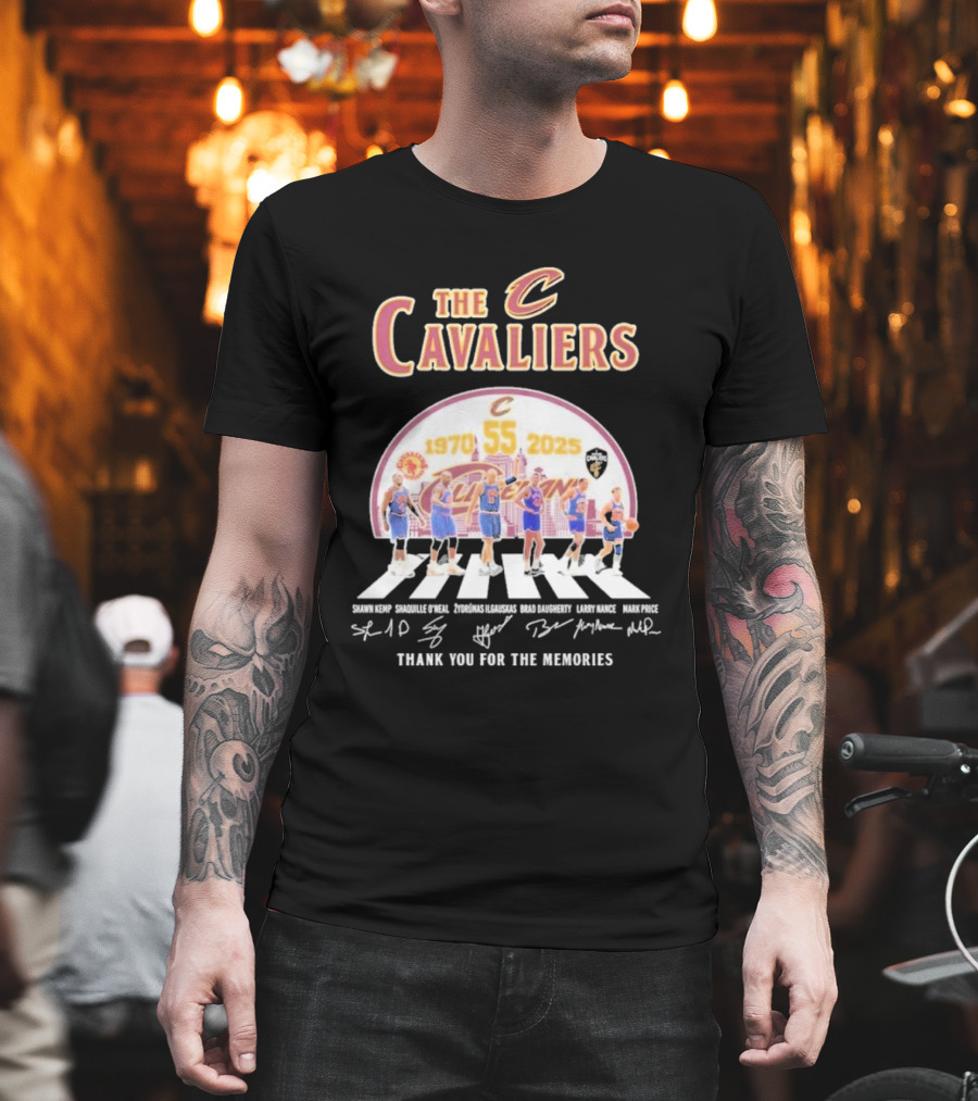 The Cavaliers 55 Years 1970-2025 Shawn Kemp Shaquille O'Neal Zydrunas Ilgauskas Brad Daugherty Larry Nance Mark Price Thank You For The Memories T-Shirt