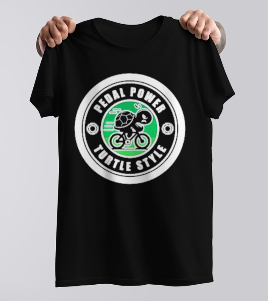 Pedal Power Turtle Style Bike Riding Speed Badge T-Shirt