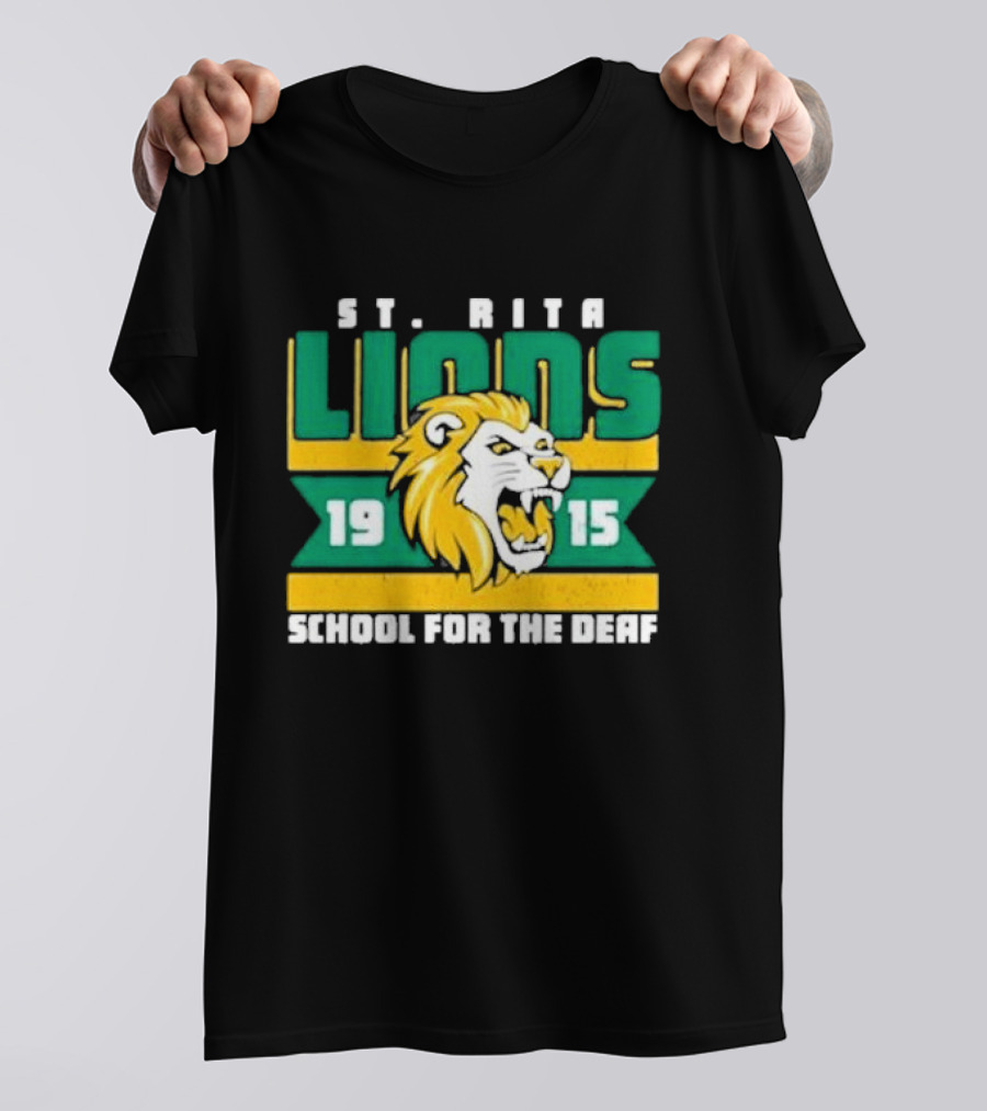St. Rita Lions 1915 School For The Deaf Roaring Lion Emblem T-Shirt