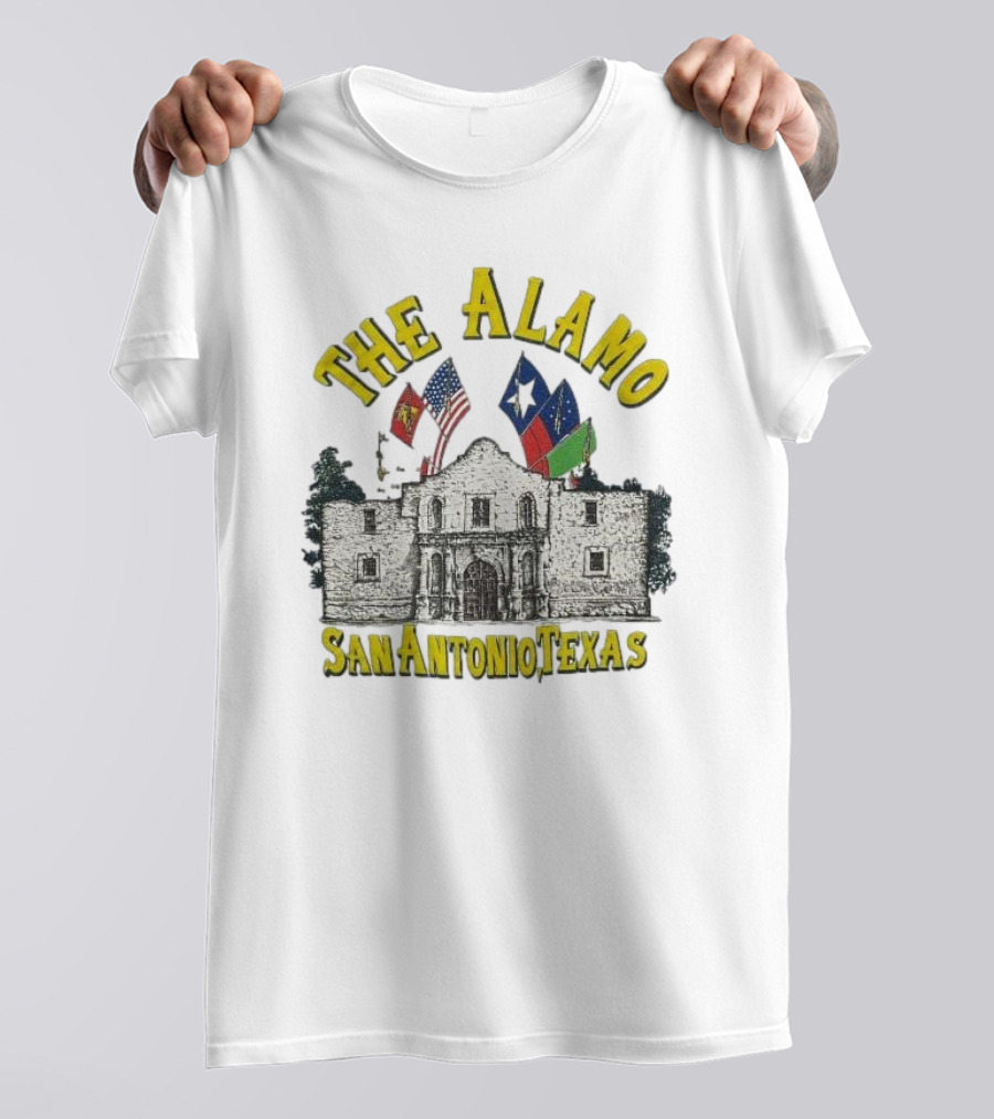 The Alamo San Antonio Texas Flags Historic Landmark Image T-Shirt