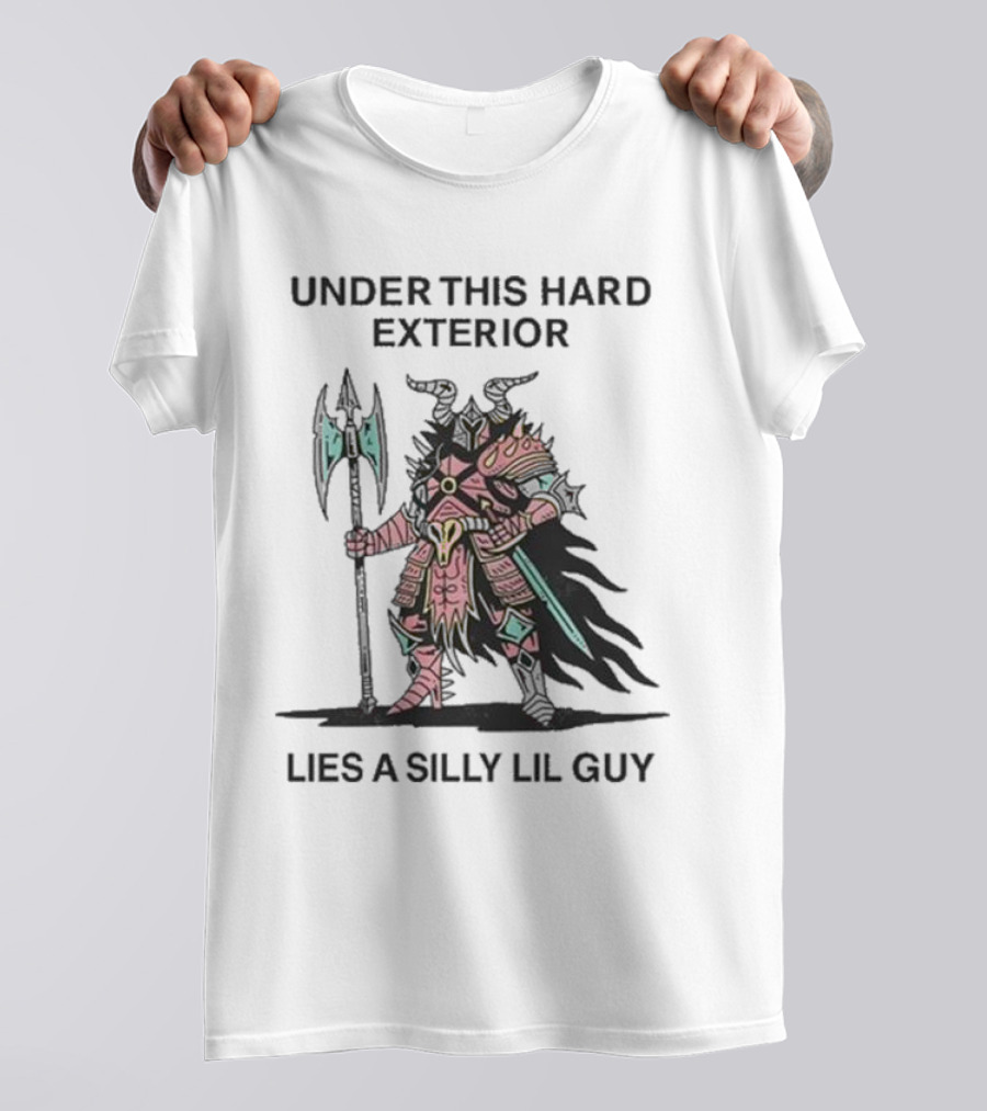 Under This Hard Exterior Lies A Silly Lil Guy Warrior With Axe And Horned Helmet T-Shirt