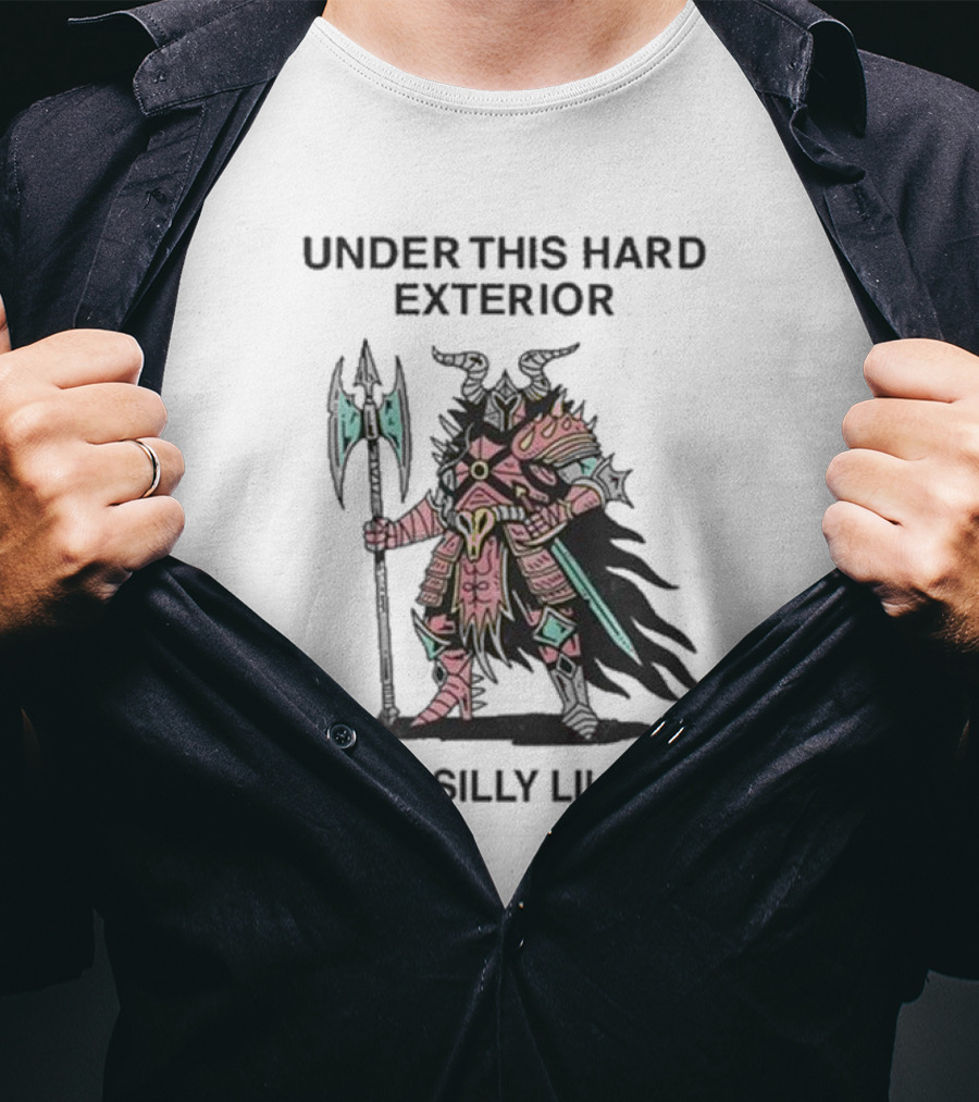 Under This Hard Exterior Lies A Silly Lil Guy Warrior With Axe And Horned Helmet T-Shirt