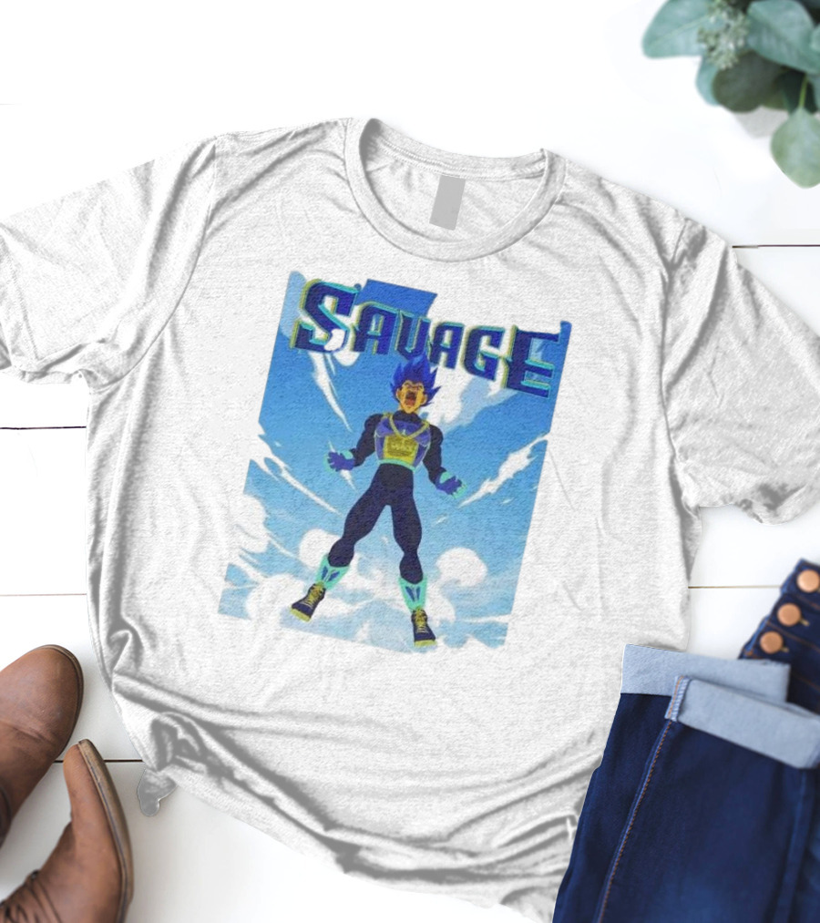 Vegeta Blue Saiyan Savage Super Warrior Transformation Scene T-Shirt
