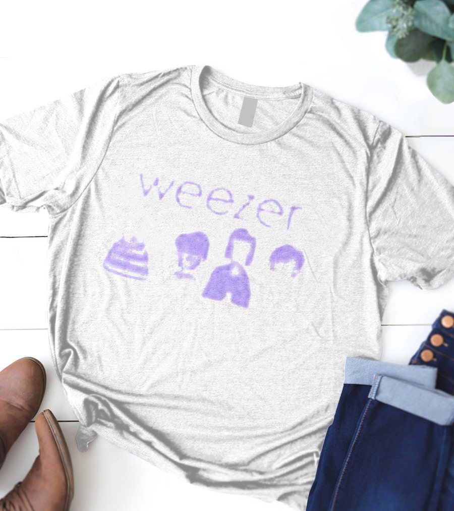 Weezer Cartoon Band Members Relaxed Character Faces T-Shirt