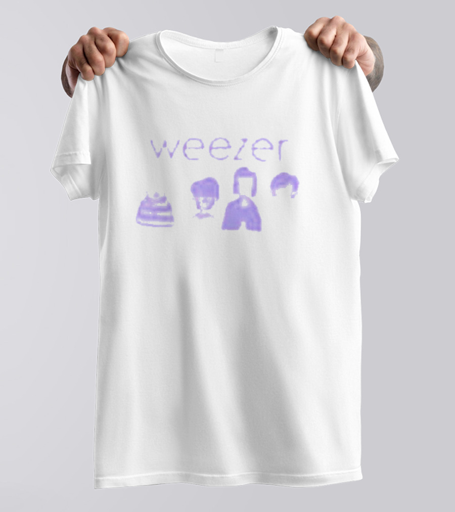 Weezer Cartoon Band Members Relaxed Character Faces T-Shirt