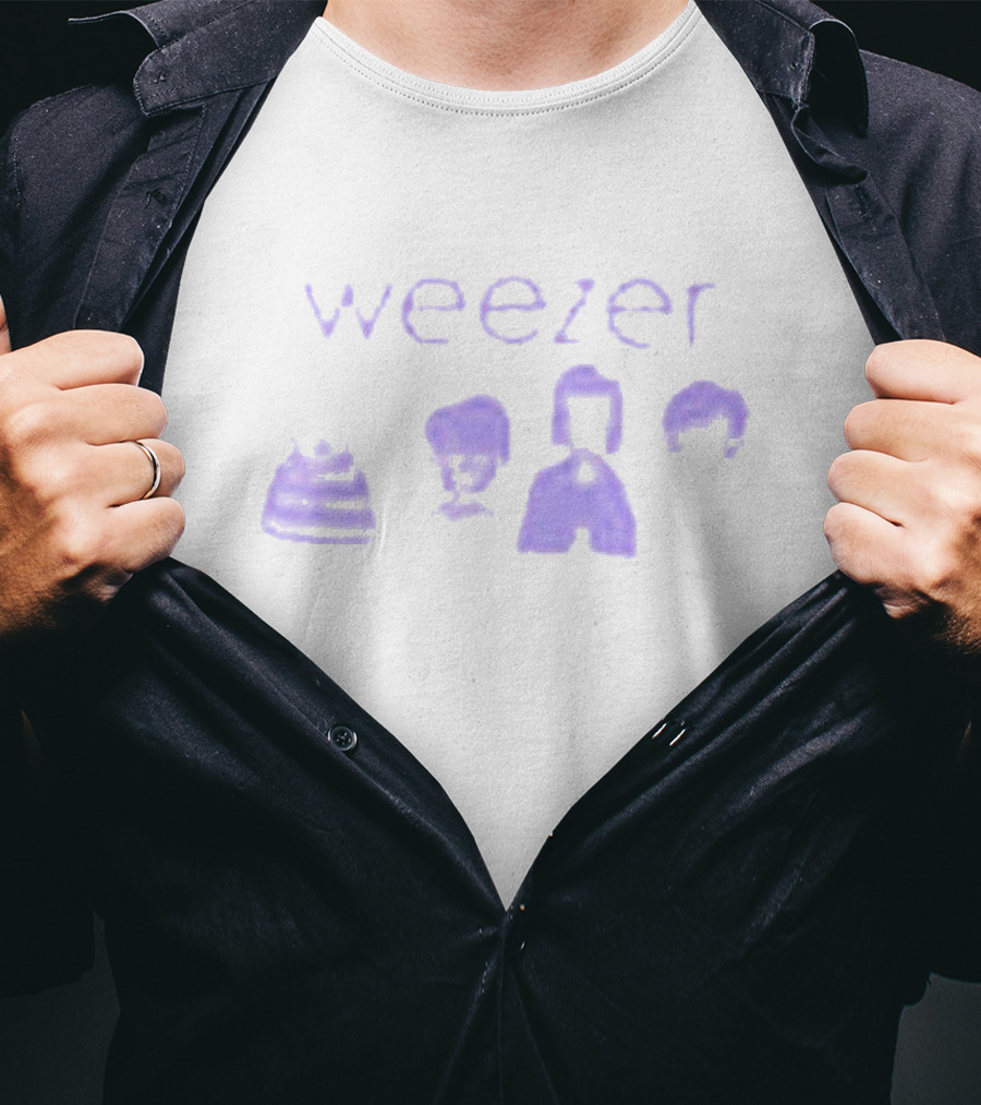 Weezer Cartoon Band Members Relaxed Character Faces T-Shirt