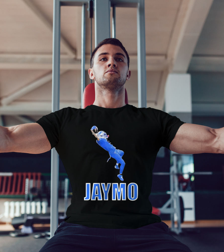 Jaymo Football Catch Jump Athlete Sports Blue Uniform T-Shirt