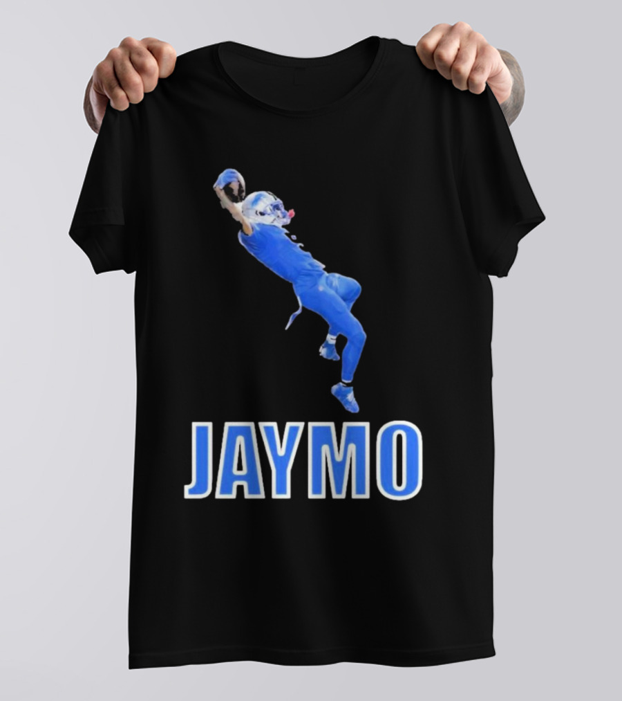 Jaymo Football Catch Jump Athlete Sports Blue Uniform T-Shirt