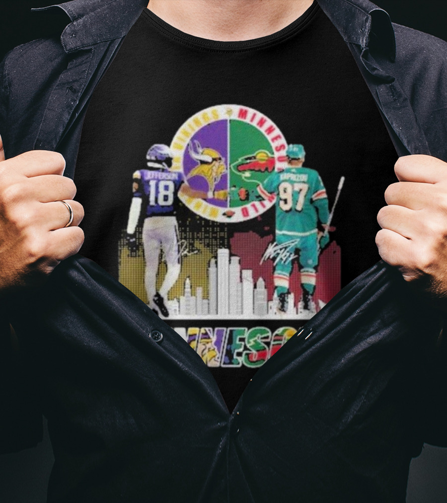 Minnesota Vikings Justin Jefferson Minnesota Wild Kirill Kaprizov Minnesota Proud T-Shirt
