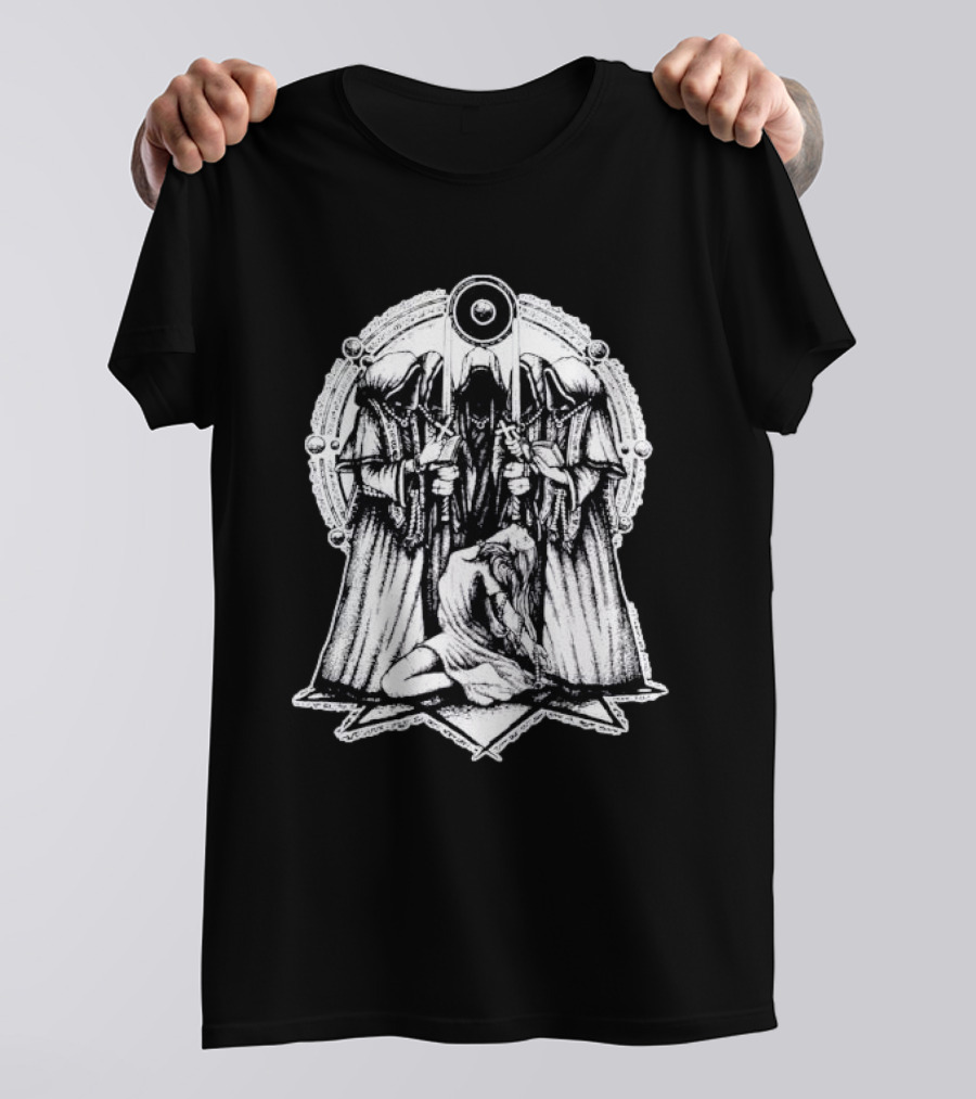 Occult Rituals Pagan Gothic Witchcraft Hooded Figures And Ritual Circle T-Shirt