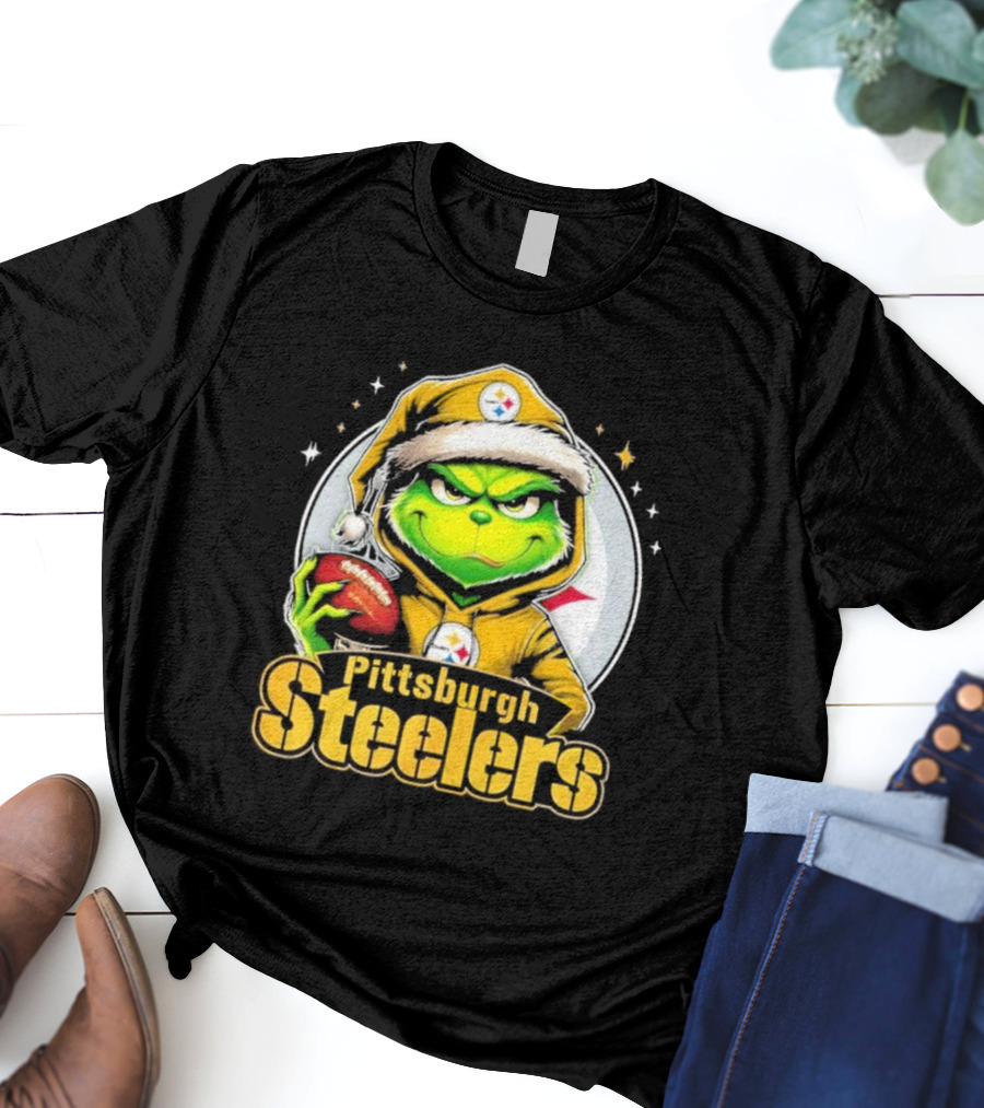 The Grinch Pittsburgh Steelers Christmas Football Crossover T-Shirt