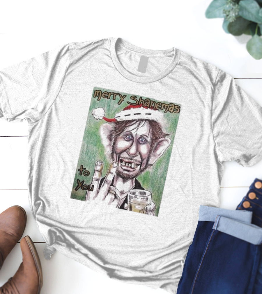Merry Shanemas To You Shane MacGowan Christmas Card Drawing T-Shirt