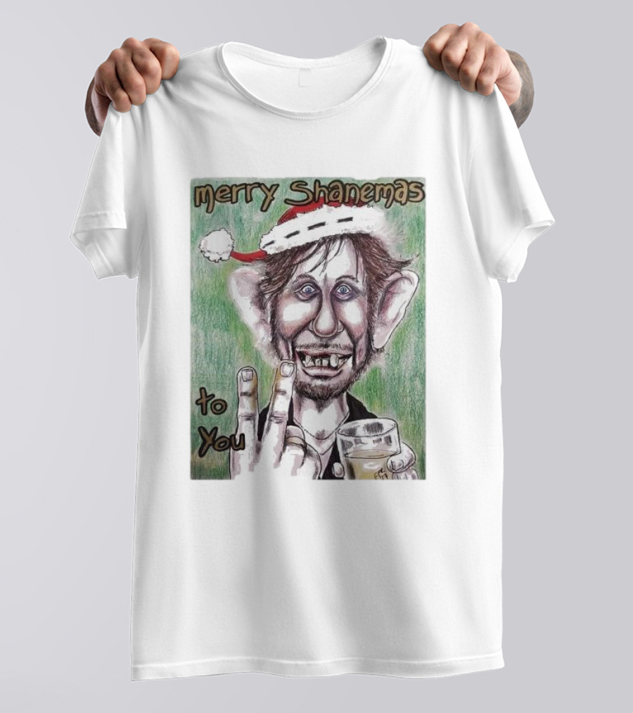 Merry Shanemas To You Shane MacGowan Christmas Card Drawing T-Shirt