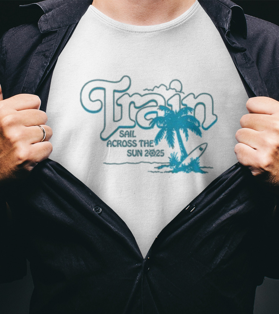 Train Sail Across The Sun 2025 Palm Surfboard T-Shirt
