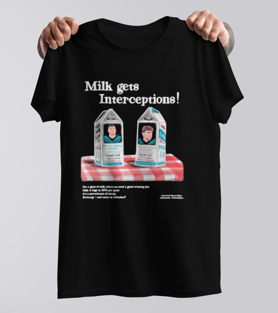 Milk Gets Interceptions Football Game-Winning Play Energy Drink Philadelphia T-Shirt