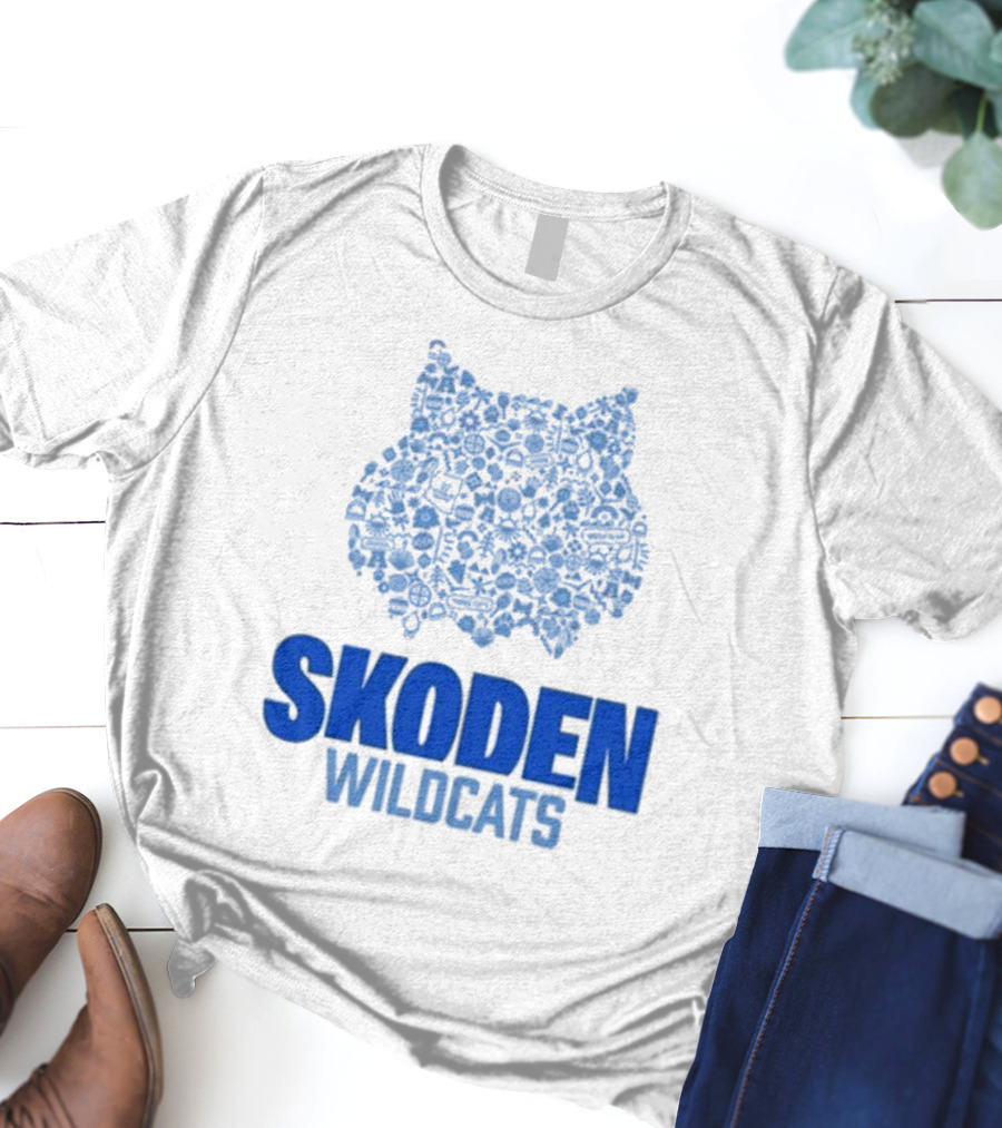 Skoden Wildcats Blue Emblem With Symbols T-Shirt