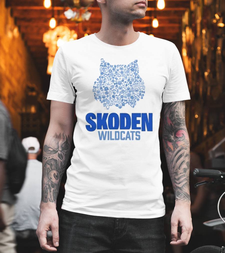 Skoden Wildcats Blue Emblem With Symbols T-Shirt