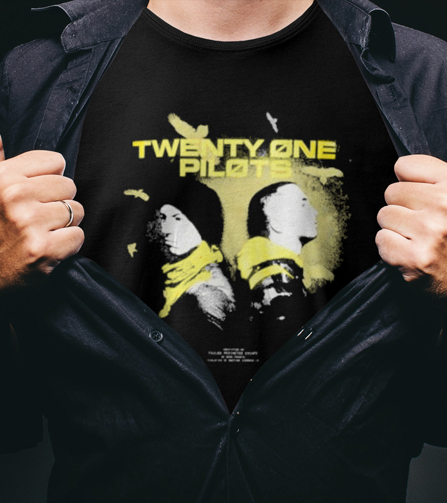 Twenty One Pilots Back 2 Back Eagle Silhouette Duo Yellow Accents T-Shirt