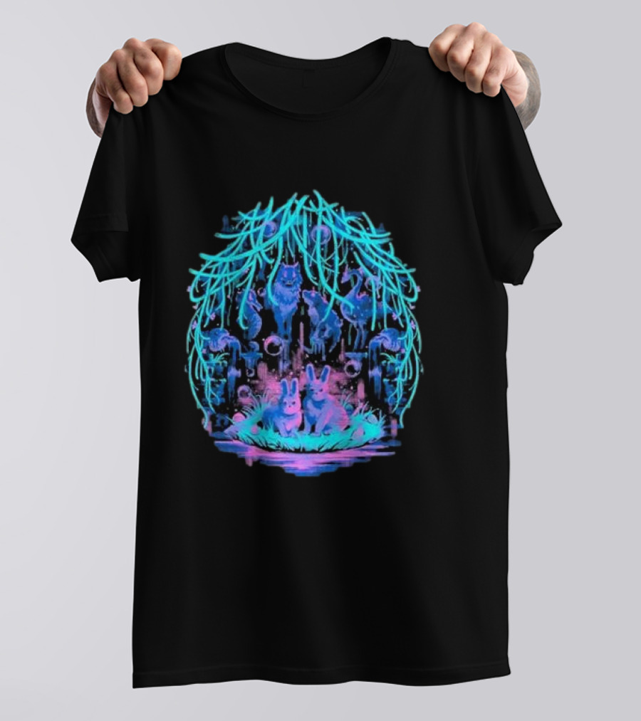 Animal Well Clandestine Creatures Glowing Forest Scene T-Shirt