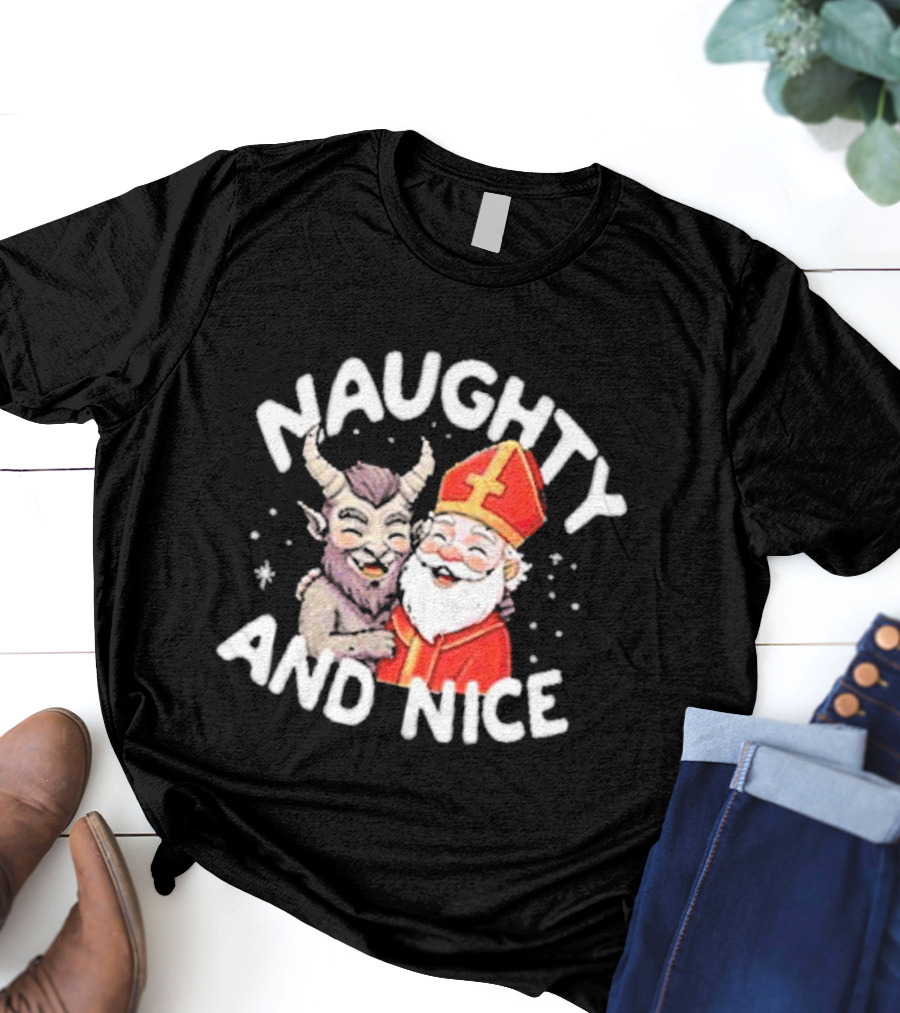 Naughty And Nice Krampus And Saint Nicholas T-Shirt