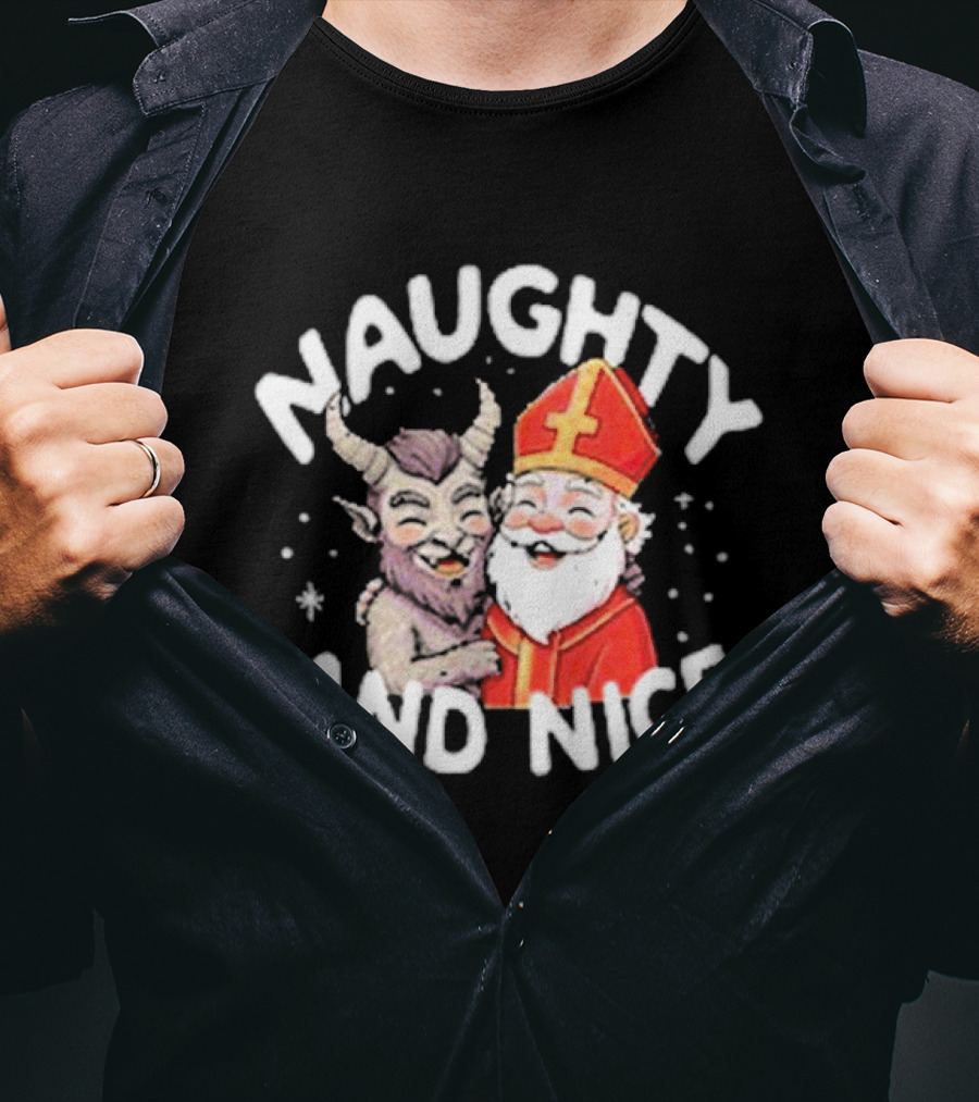 Naughty And Nice Krampus And Saint Nicholas T-Shirt