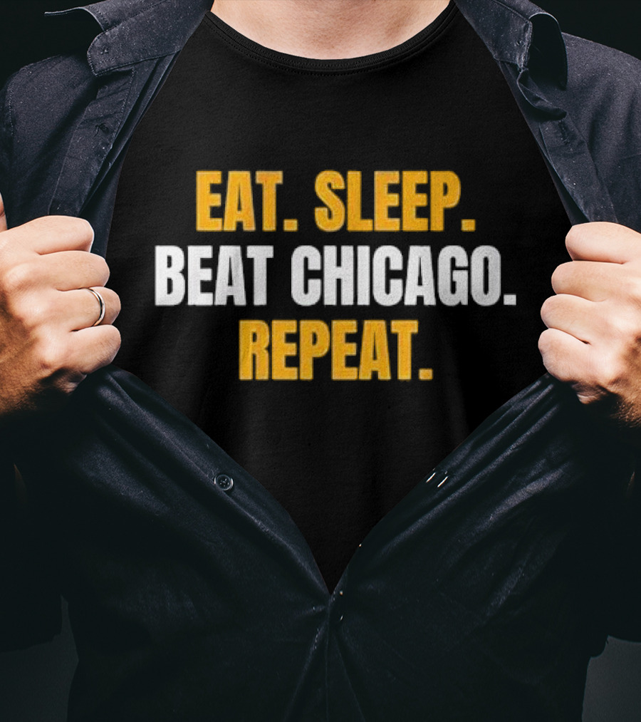 Eat Sleep Beat Chicago Repeat Motivational Sports Mantra T-Shirt
