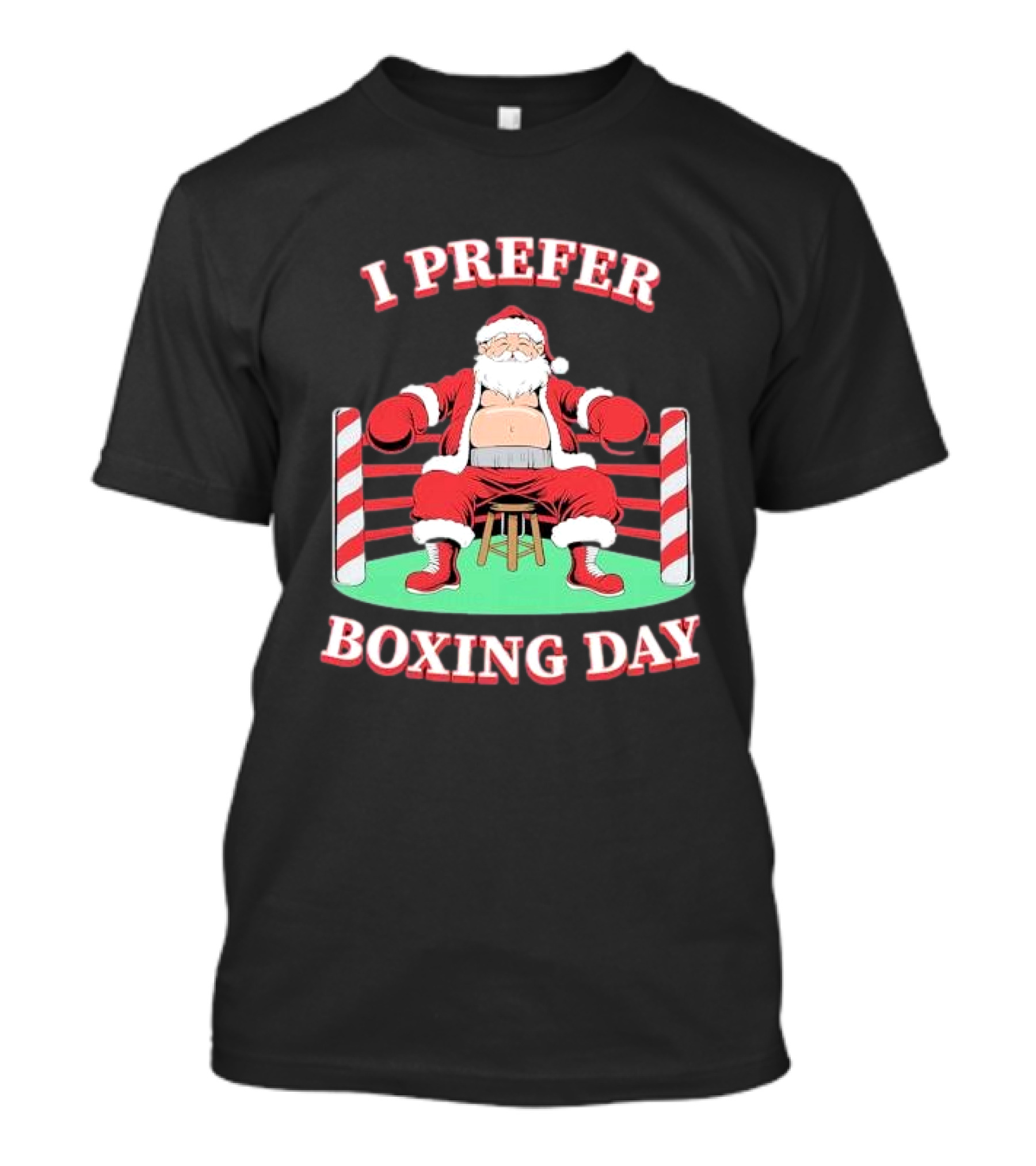 I Prefer Boxing Day Santa In Boxing Ring With Candy Cane Ropes T-Shirt