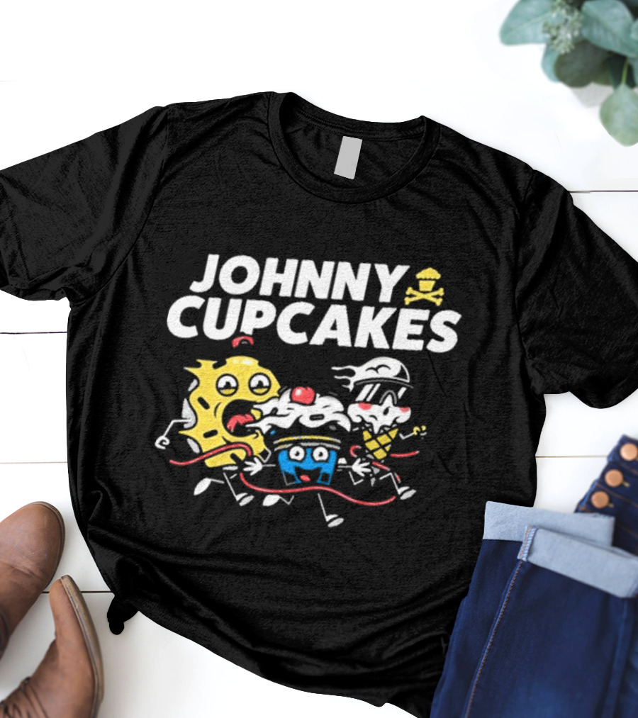 Johnny Cupcakes Candy Characters Racing Fun Austin TX Conference Alley T-Shirt