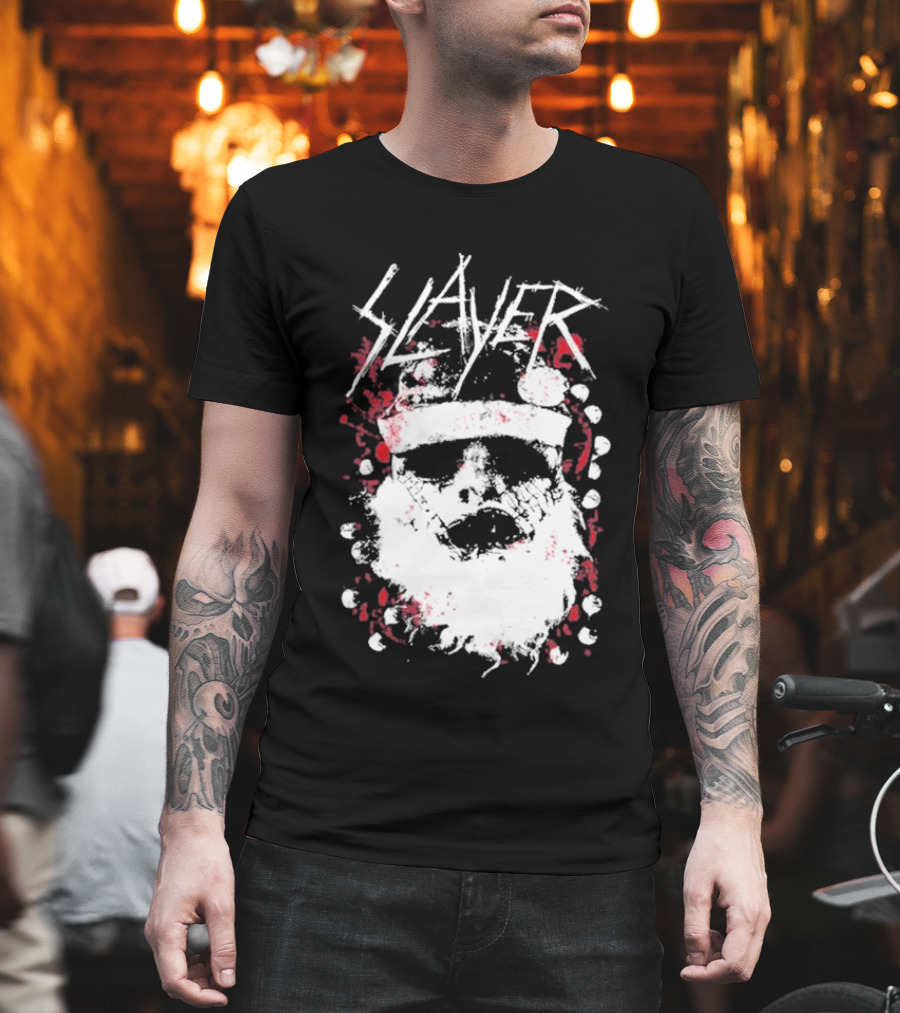 Slayer Dead Skin Santa Skull Iconic Holiday T-Shirt