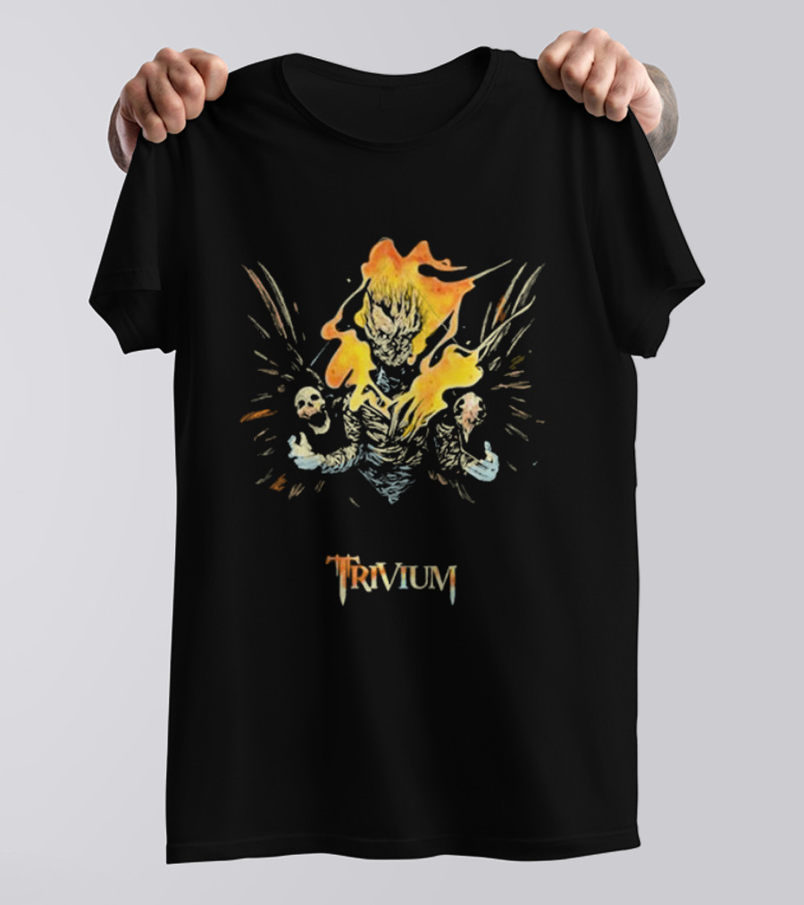Trivium Fire Sword Flaming Demon Skulls T-Shirt