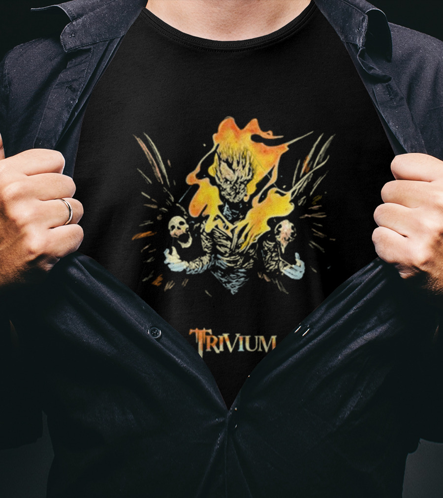 Trivium Fire Sword Flaming Demon Skulls T-Shirt