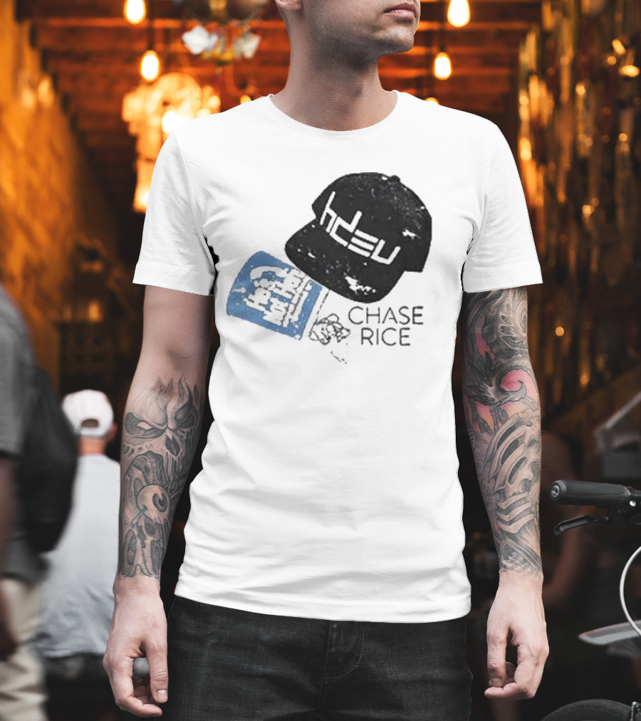 CHASE RICE HDEU Gear Hat And Blue He’s Not Here Text T-Shirt