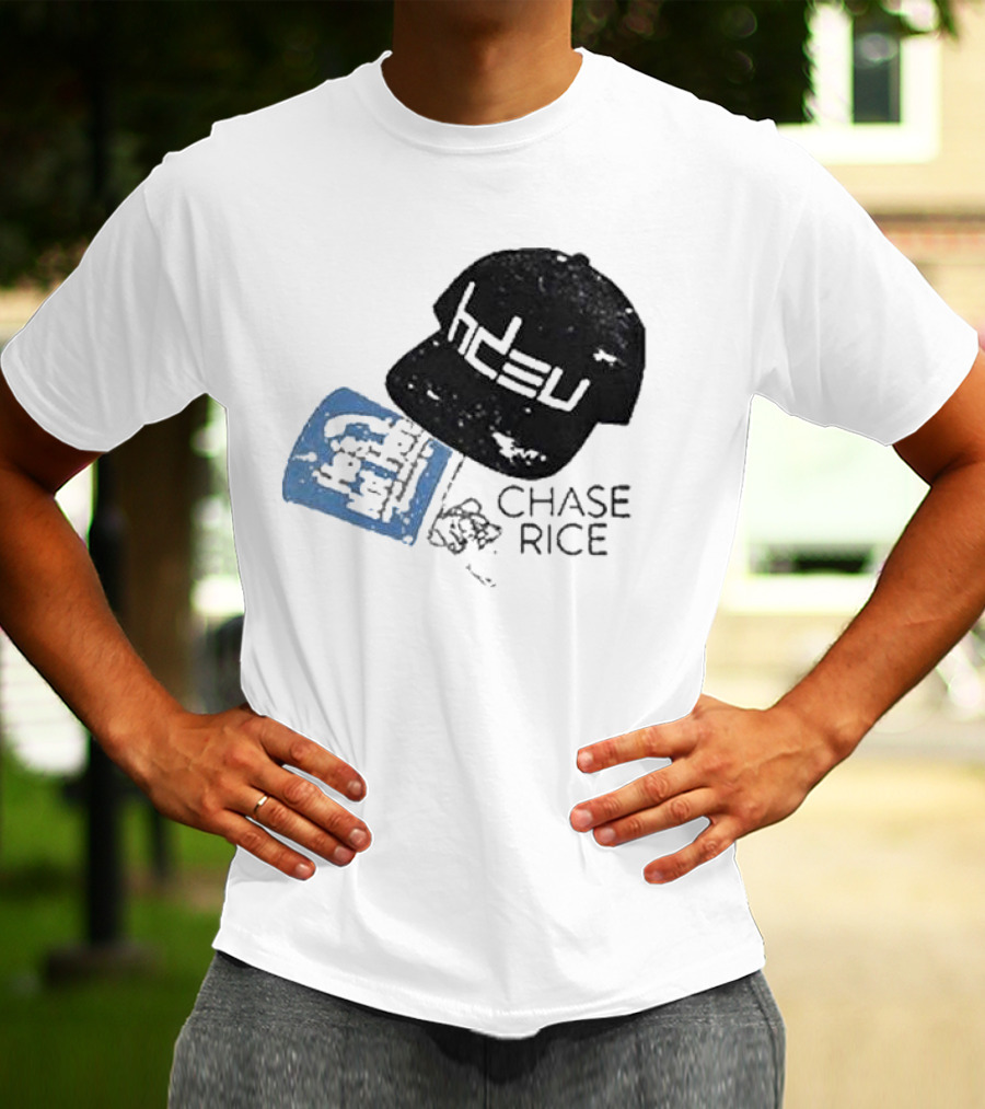 CHASE RICE HDEU Gear Hat And Blue He’s Not Here Text T-Shirt