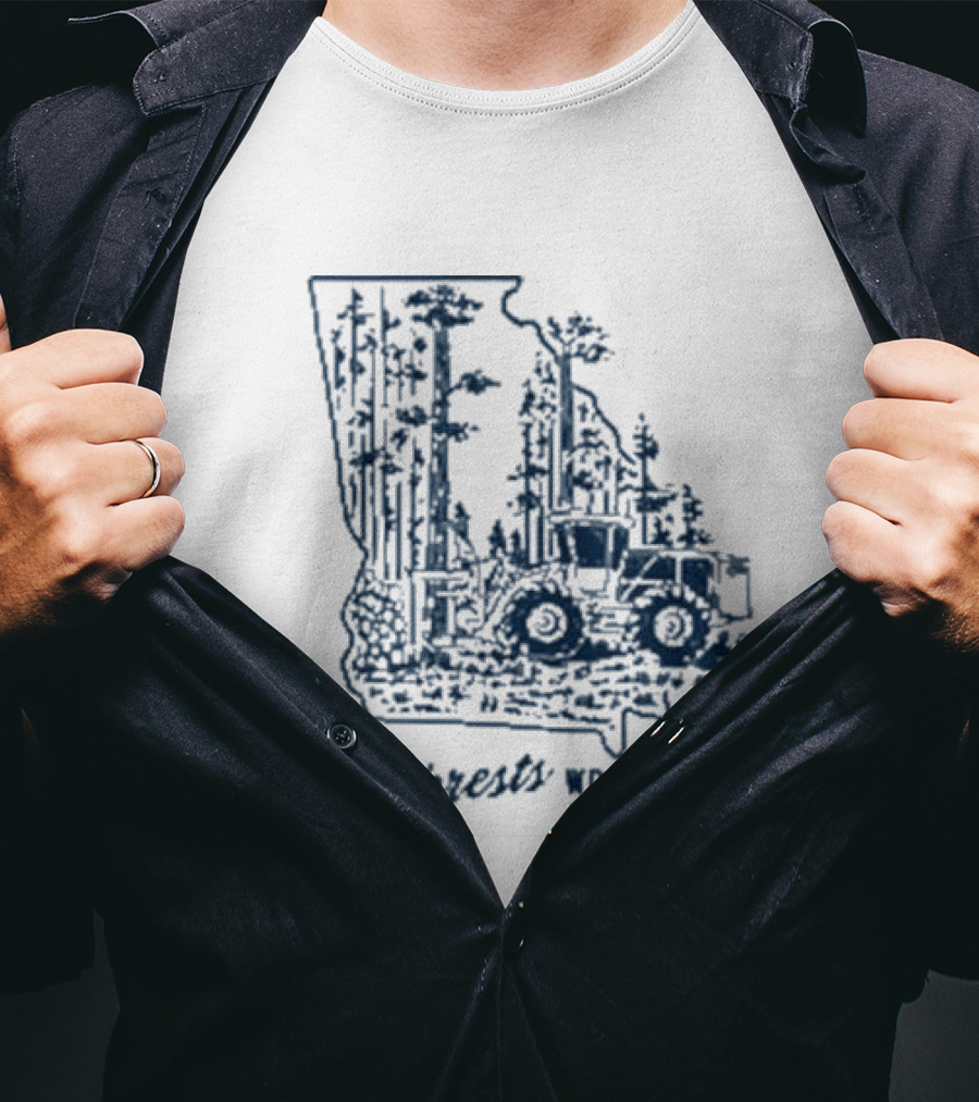 Georgia Forests Work For You Tractor In State T-Shirt