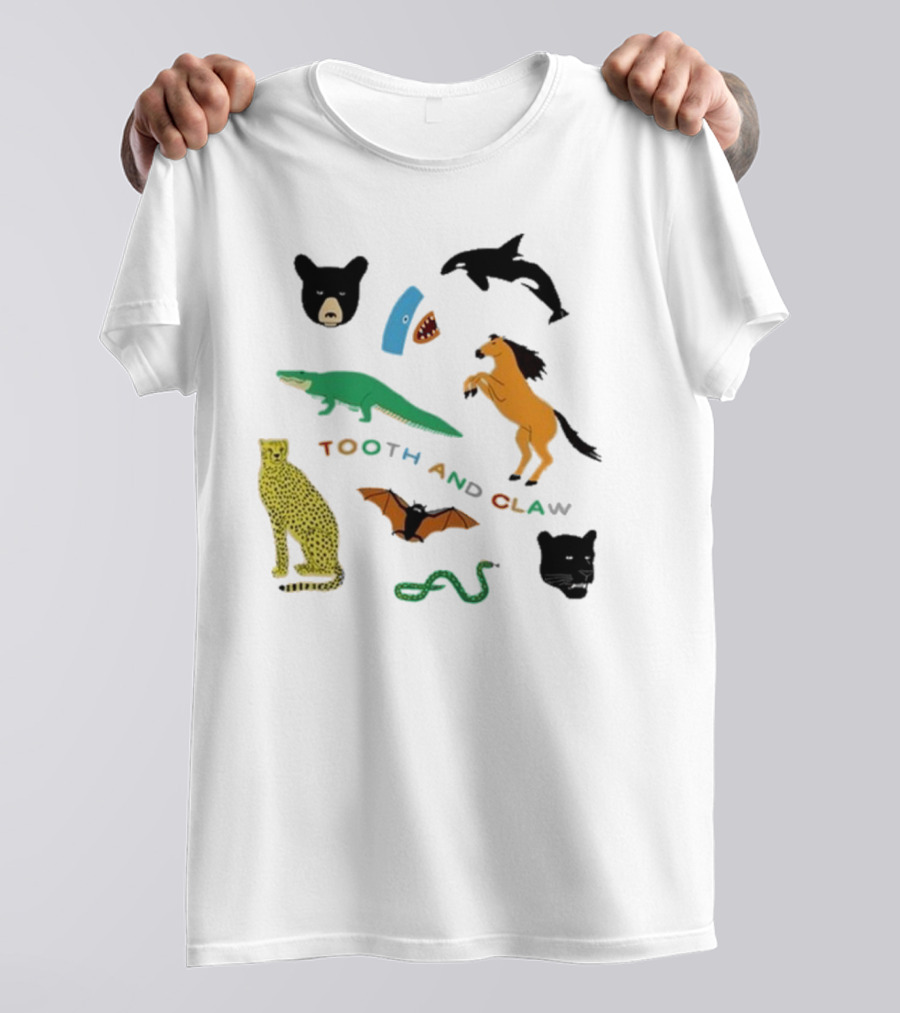 Tooth And Claw Animals Bear Shark Dolphin Horse Crocodile Cheetah Bat Snake Panther Pigment Plum T-Shirt